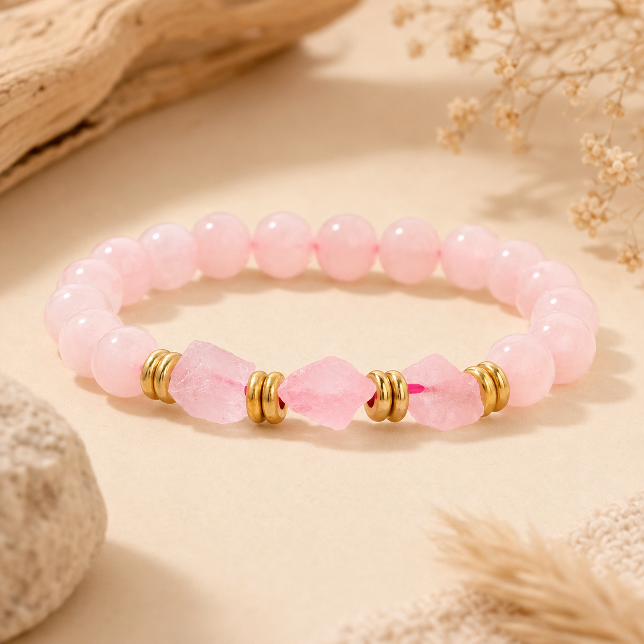 Rose Quartz Bead Bracelet