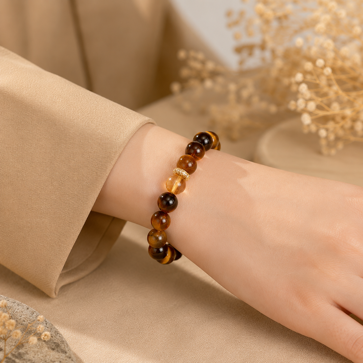 Citrine and Tiger Eye Bracelet