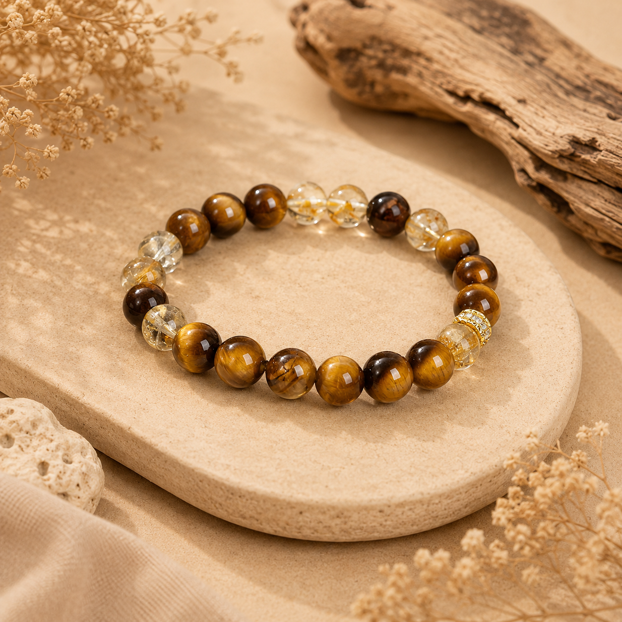 Citrine and Tiger Eye Bracelet