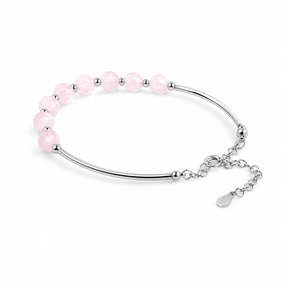 Silver Bracelet With Rose Quartz