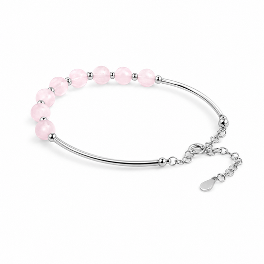 Silver Bracelet With Rose Quartz