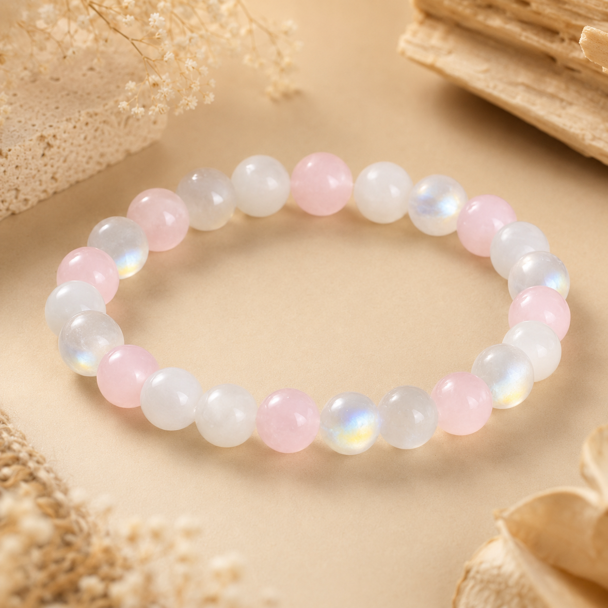 Moonstone Rose Quartz Bracelet