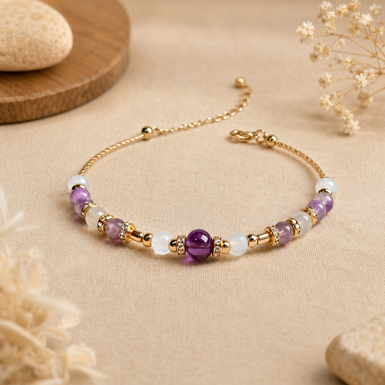 14k Gold Amethyst Bracelet